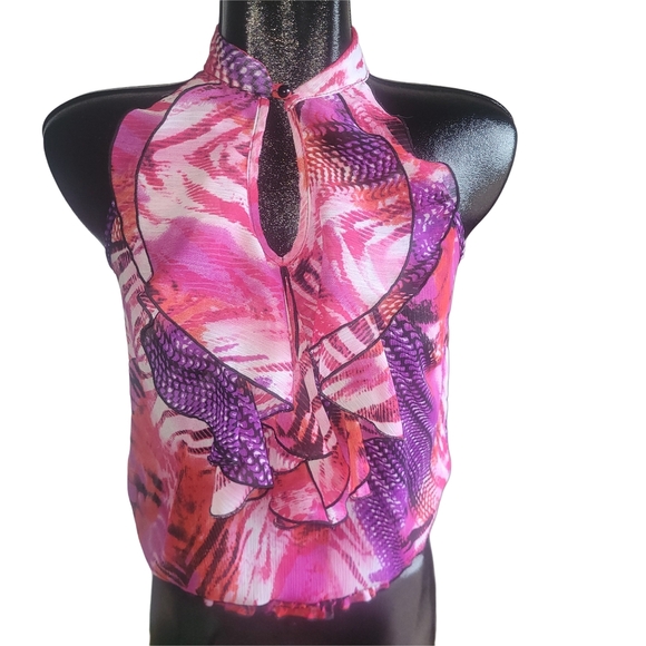 Eclipse Vibrant Pink and Purple Halter Top S - Picture 1 of 6